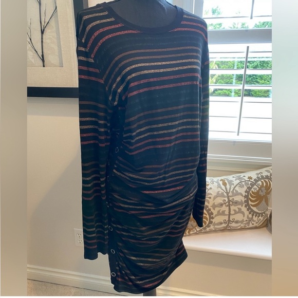 Veronica Beard Daphne Metallic Stripe Long Sleeve Knee Length Dress S - Picture 10 of 11